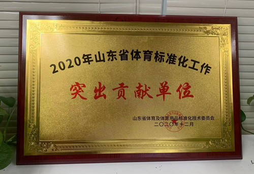 恭喜九游娱乐Nineame官方网站体育荣获山东省体育及体育用品标准化技术委员会授予“突出贡献单位”荣誉称号